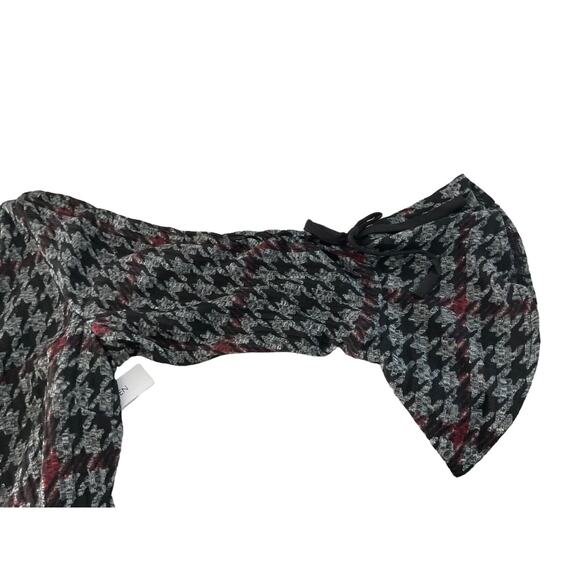 Sandra Darren Black Red Houndstooth Bell Sleeve Dress Size XL New - Picture 13 of 14